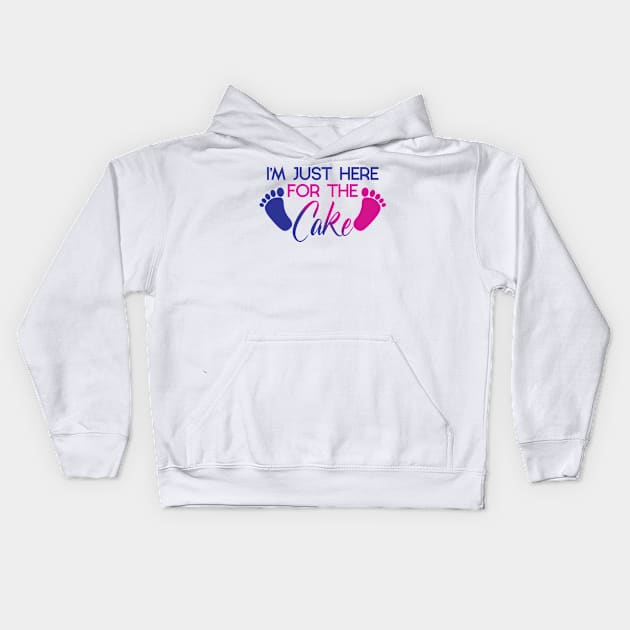 I'm Just Here For The Cake - Funny Gender Reveal Gift For Men, Women & Kids Kids Hoodie by Art Like Wow Designs